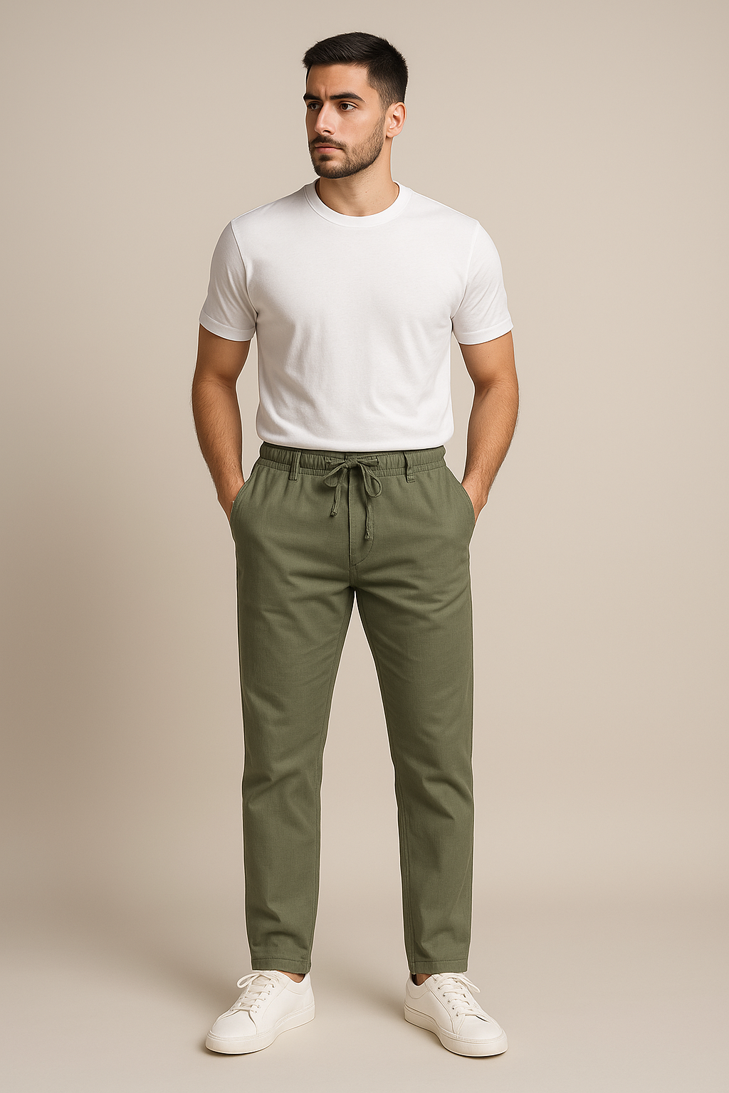 LINEN PANTS (OLIVE)