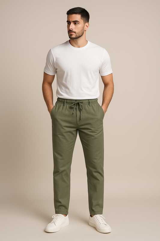 LINEN PANTS (OLIVE)
